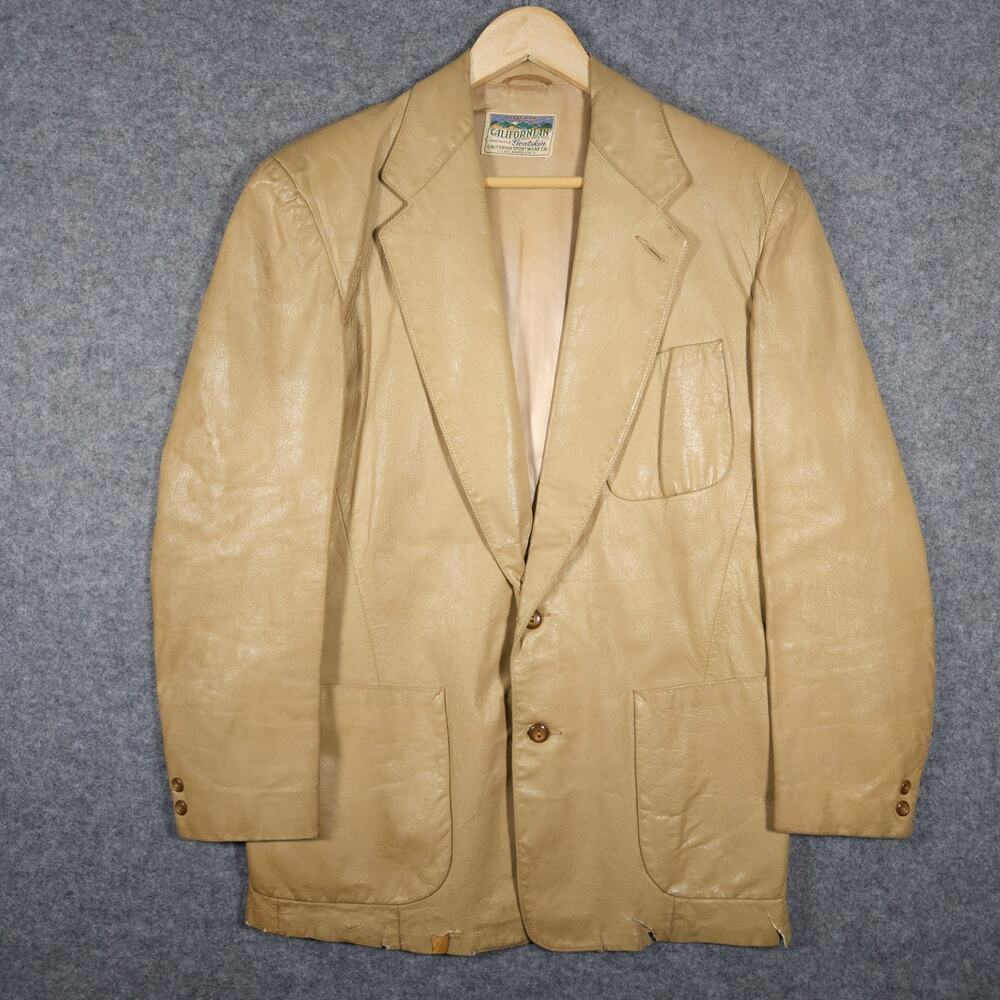 Vintage 1940s Californian Leather Sport Coat Washable Goatskin Blazer Lined